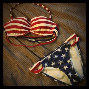 Mossimo 2 piece bikini red white blue bathing suit